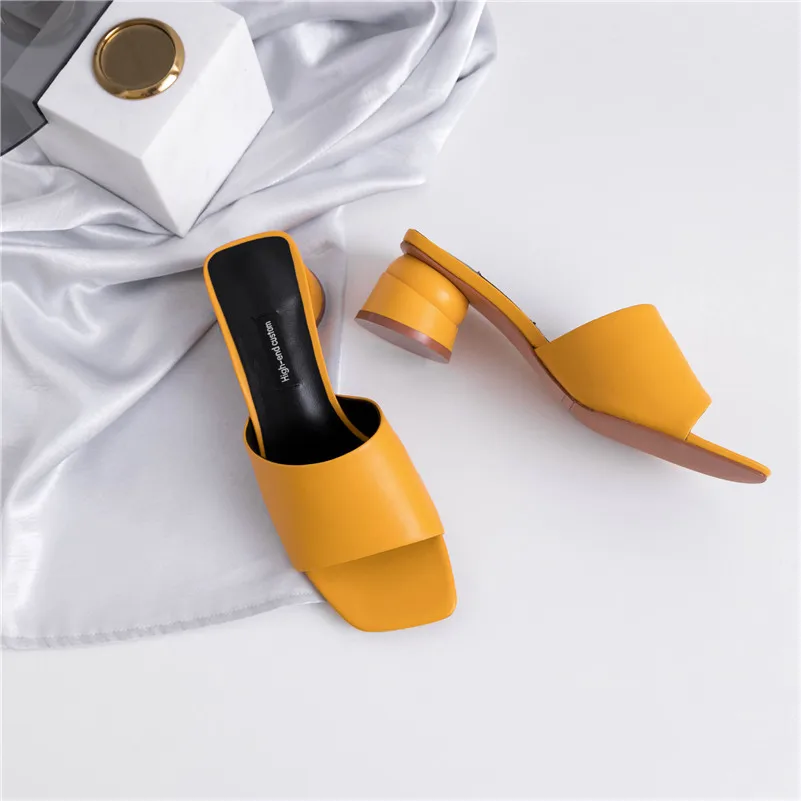 FEDONAS Top Quality Fashion Concise White Yellow Genuine Leather Women Sandals Slip on Elegant Strange Style Casual Shoes Woman