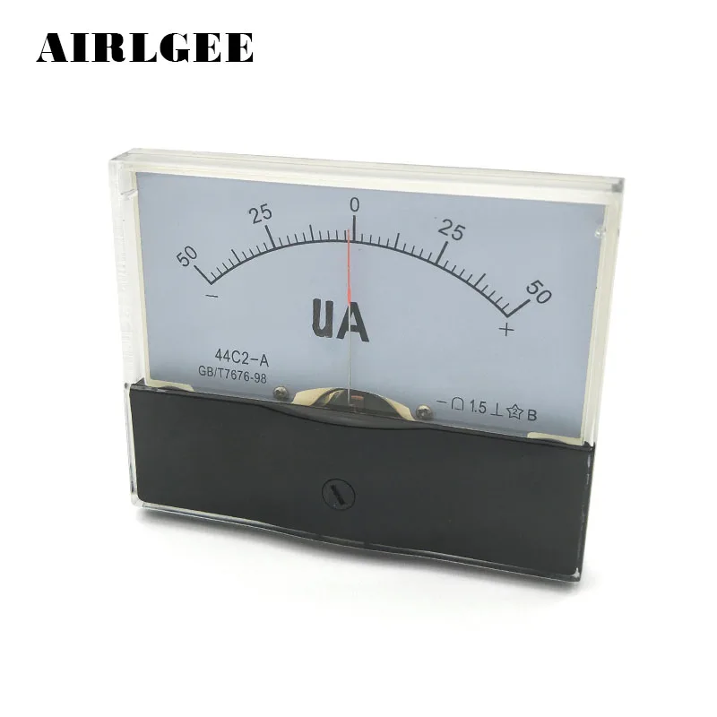 

44C2 DC50-0-50uA Rectangle 1.5 Class Analog Panel Ammeter Gauge +-50uA Range