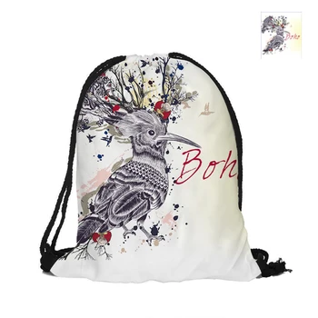 

Boho Style Animals Pattern Printing Decorative Drawstring Backpack Fashion Polyester Bags For Women Men Pouch Backpacks