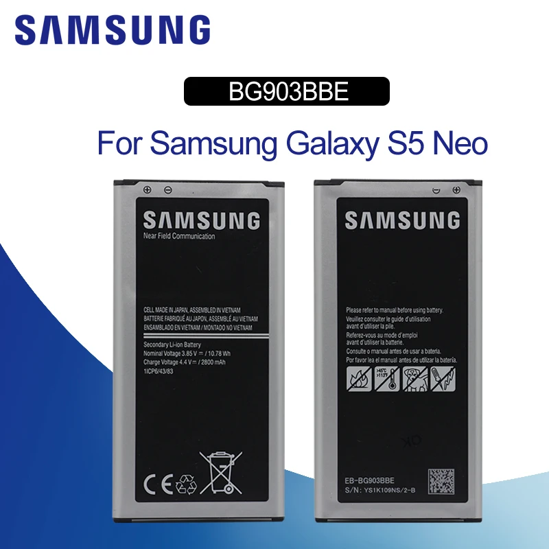 

SAMSUNG Replacement Mobile Phone Battery EB-BG903BBE For Samsung Galaxy S5 Neo Authentic Phone Battery with NFC 2800mAh