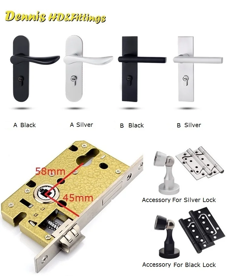 Us 12 96 Mortise Interior Door Lock Set Reversal Kit 35 50mm Door Thickness Aluminum 2 Designs In Cabinet Latches From Home Improvement On