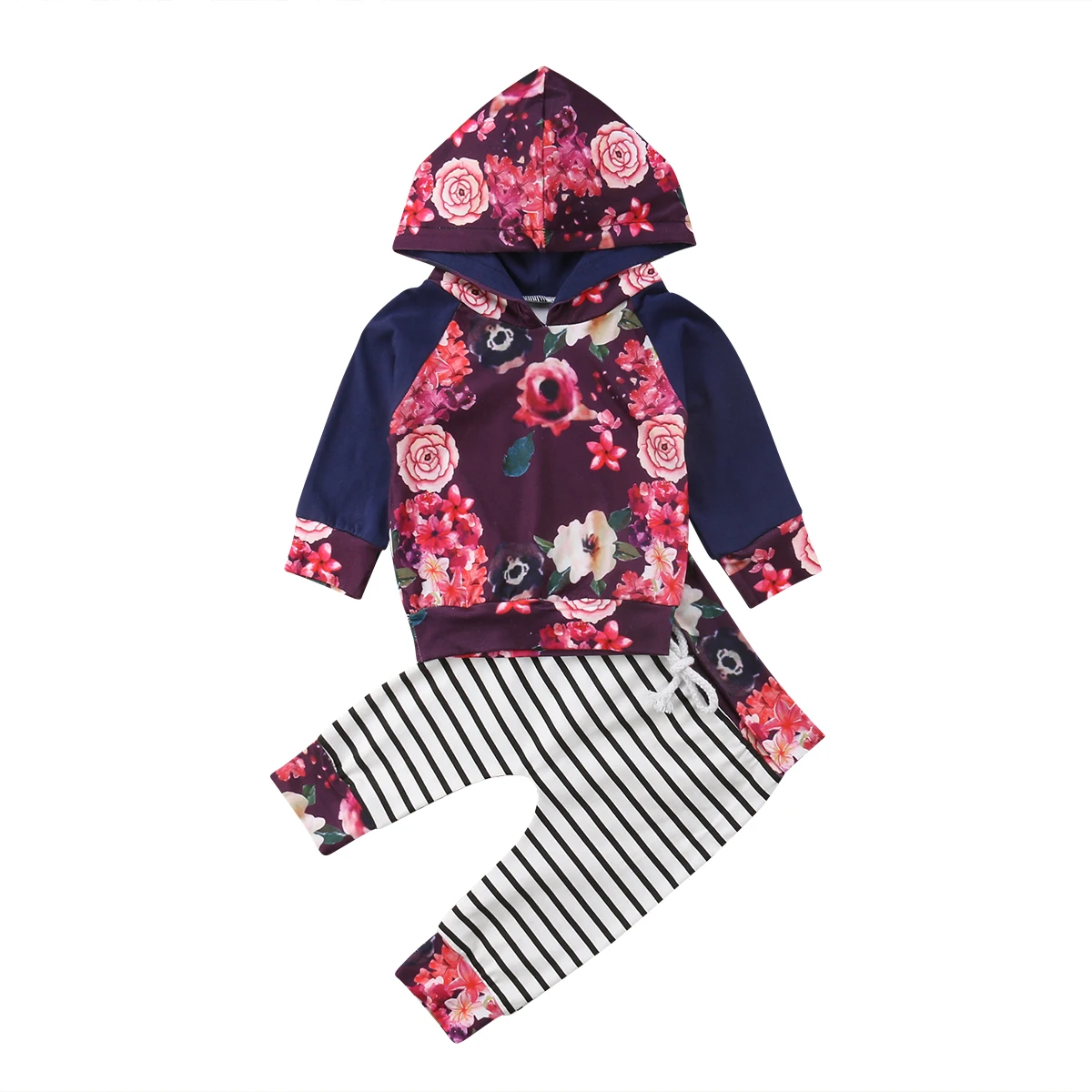 Fashion Toddler Baby Clothes Set Newborn Boys Girls Floral Stripe Suits