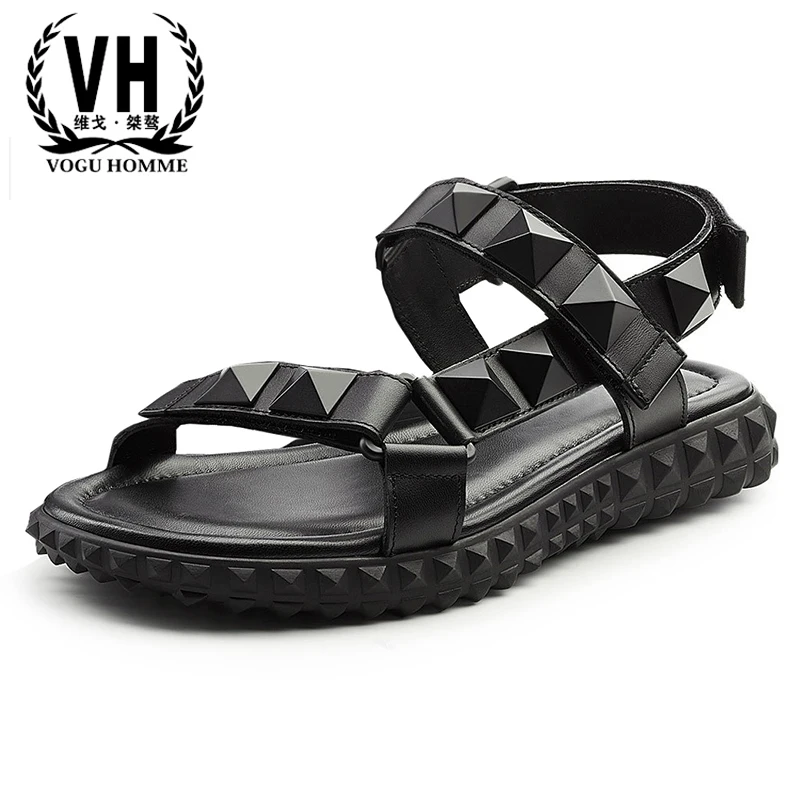 

cowhide sandals men's summer outdoor breathable Sneakers Men Slippers Flip Flops casual Shoes beach outdoor Genuine Leather