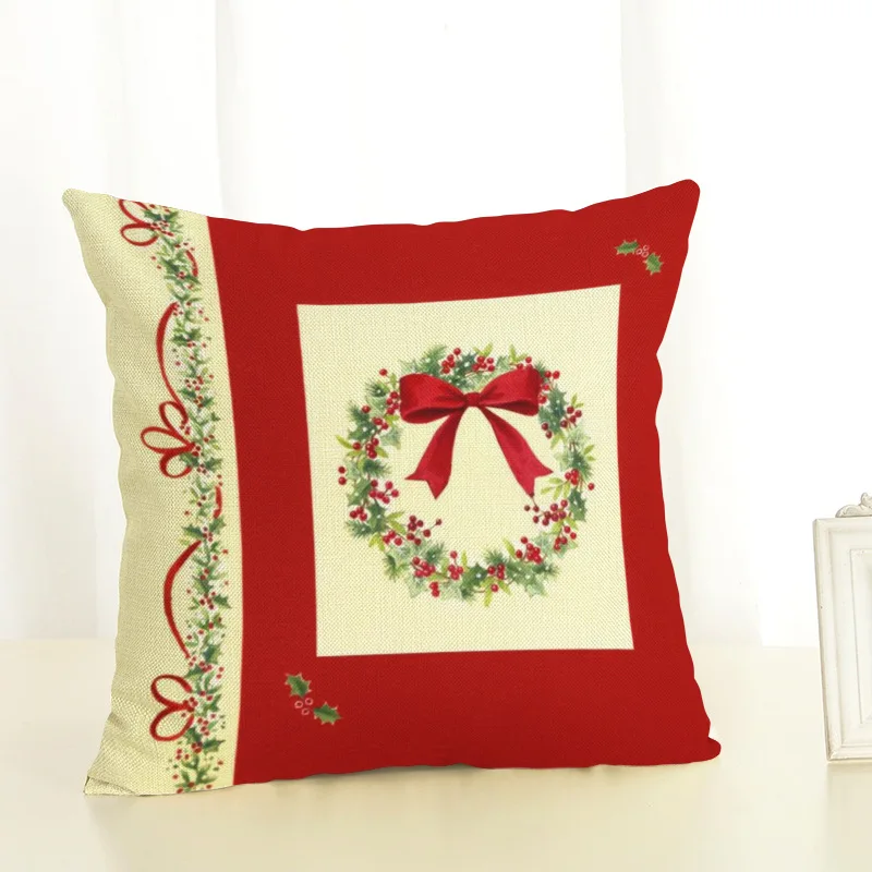 New Year Gift Christmas Decorations for Home Pillowcase Santa Claus Reindeer Linen Cover Cushion office home cushion Decor Navidad Natal (1)