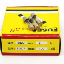 100 шт./лот) 5*20 мм 6A предохранители Быстрый керамический предохранитель Стеклянная трубка предохранитель 5x20 мм 250 в 6A F6AL250V