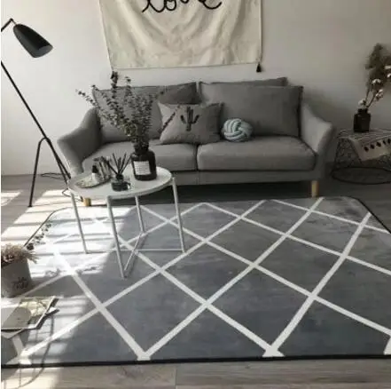 INS Large Super Soft Carpet Flannel black and white Prayer Rug 15mm thick soft for living room play mat Non-slip tapis blanket