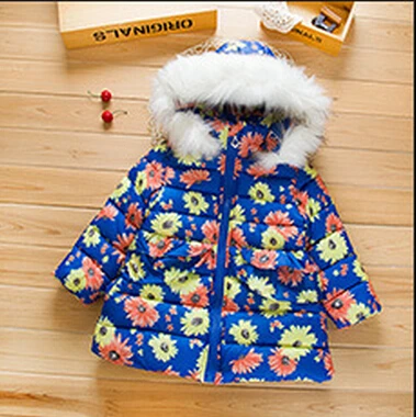 HOT 2016 high quality New winter children s clothing big flower girls hooded down jacket ski