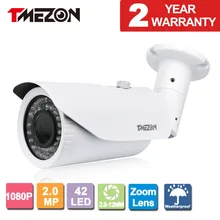Tmezon 2500tvl ahd 1080 p 2.0mp cámara bala 2.8-12mm zoom lens inicio seguridad cctv noche al aire libre visión nocturna de hasta 40 m