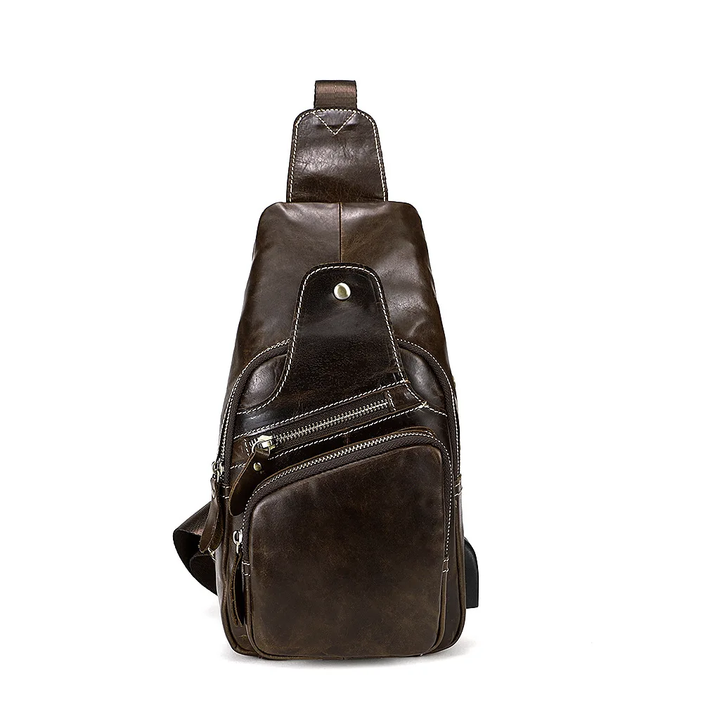 

Men Chest bag Genuine Leather Men's Messenger Travel chest Bag Fashion Men's Handbag Casual Male Oil wax leather Crossbody Bag