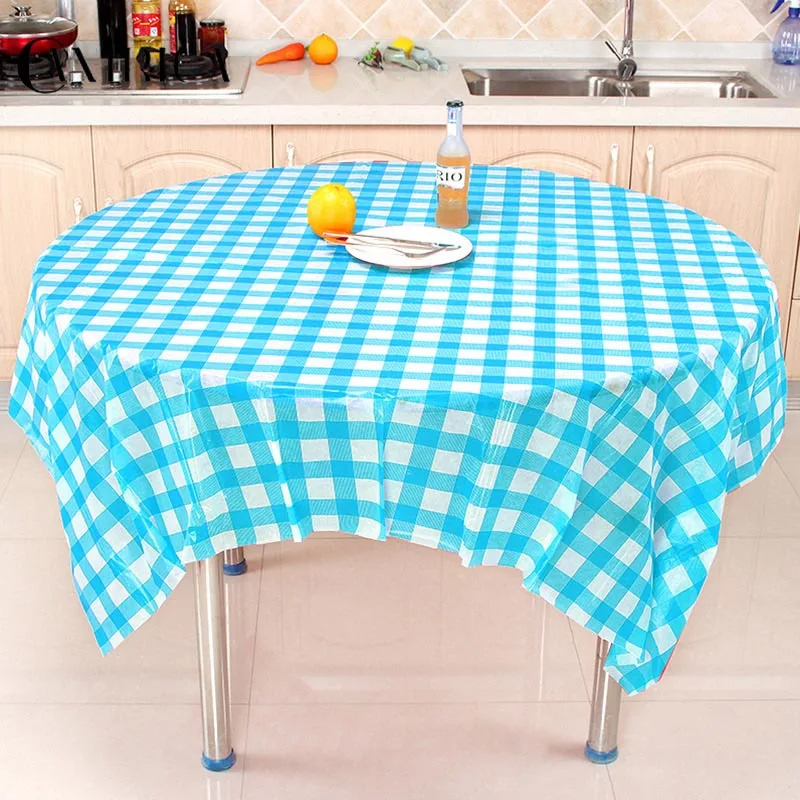 

CANIRICA Table cloth disposable obrus table cover blue white plaid large table cloth tafelkleed PE green personality tablecloth