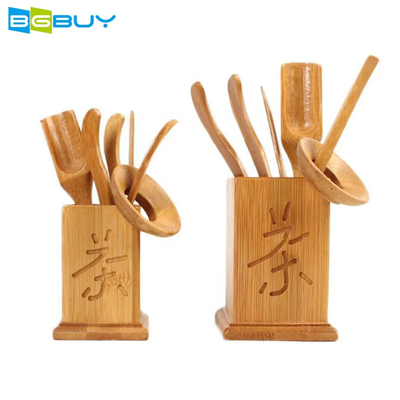 

Chinese Style Natural Bamboo Teaware Set Inlcuidng Tea Bucket, Tea Leak, Needle, Teaspoon, Clip, Tea Spoon(Pack of 6)