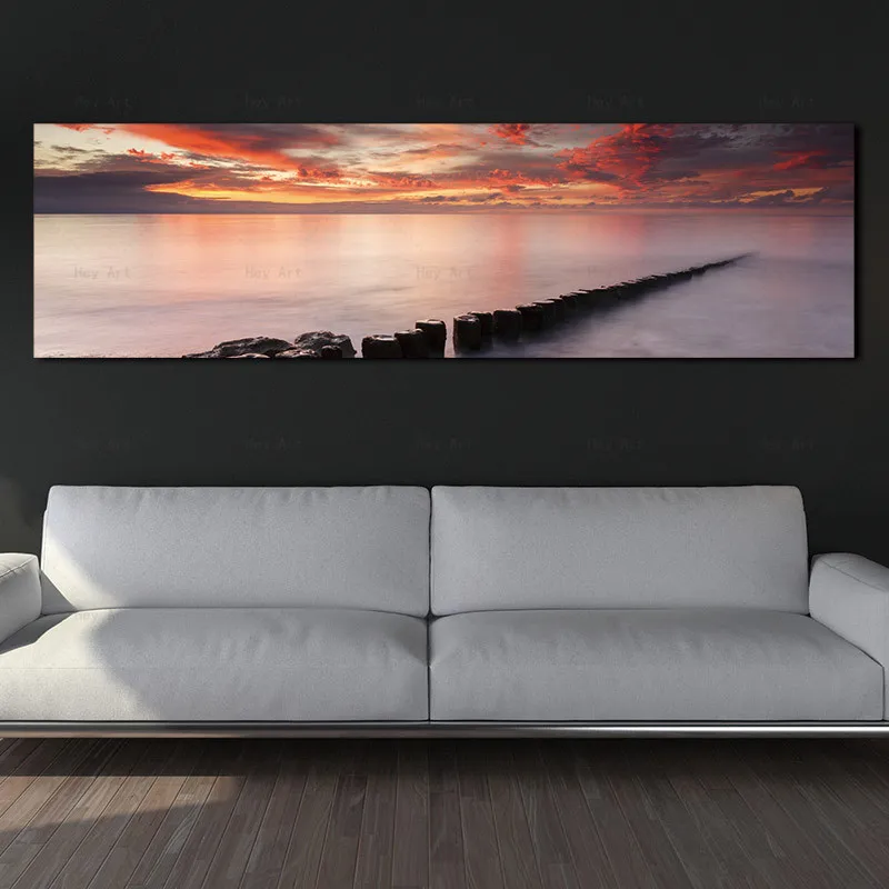 

Frameless canvas painting Sea Sunset Landscape Canvas Print Modern Poster wall art Picture Arwork for Walls
