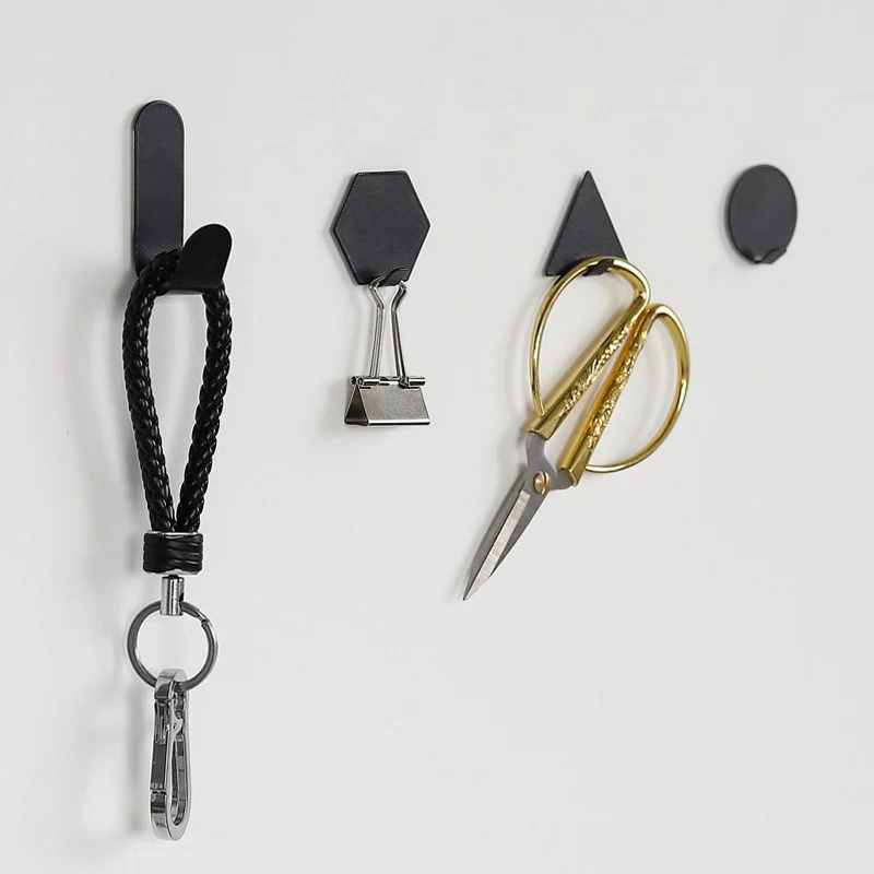 

4 pcs/Set Waterproof Wrought Iron Geometric Hook without Scratch for Kitchen E2S