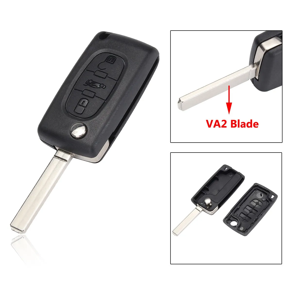 

3 Button Car Remote Flip Key Fob Case Repair Va2 Blade For Peugeot 207 407 307 308 607 CE0523 Expert Partner Van