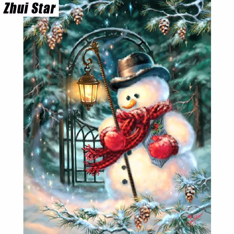 Mosaic-paste-DIY-5D-Diamond-Painting-Cute-snowman-Cross-Stitch-Crystal-Round-Rhinestone-Handmade-Embroidery-Kits