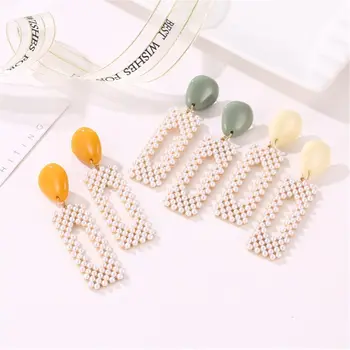 

1 Pair Geometric Imitation Pearl Drop Earrings for Women Girls Stud Earring Jewelry Gifts