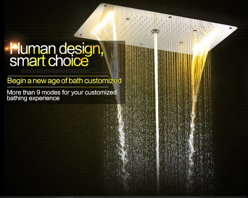 Multifunction Bathroom Shower Sets Luxury SUS304 Thermostatic Mixer Waterfall Rainfall SPA Ceiling Big Rain Led Shower Set (12)