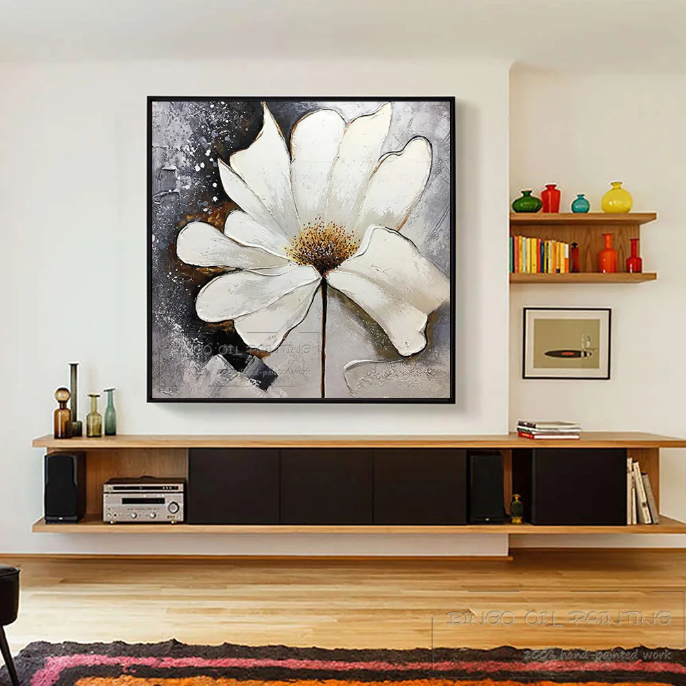 Dropship Hand Painted Oil Painting Canvas White Flower Texture Art  Blossoming Home Wall Decor Art Landscape Wall Art Living Room Decor Fine  Art Oil Painting to Sell Online at a Lower Price