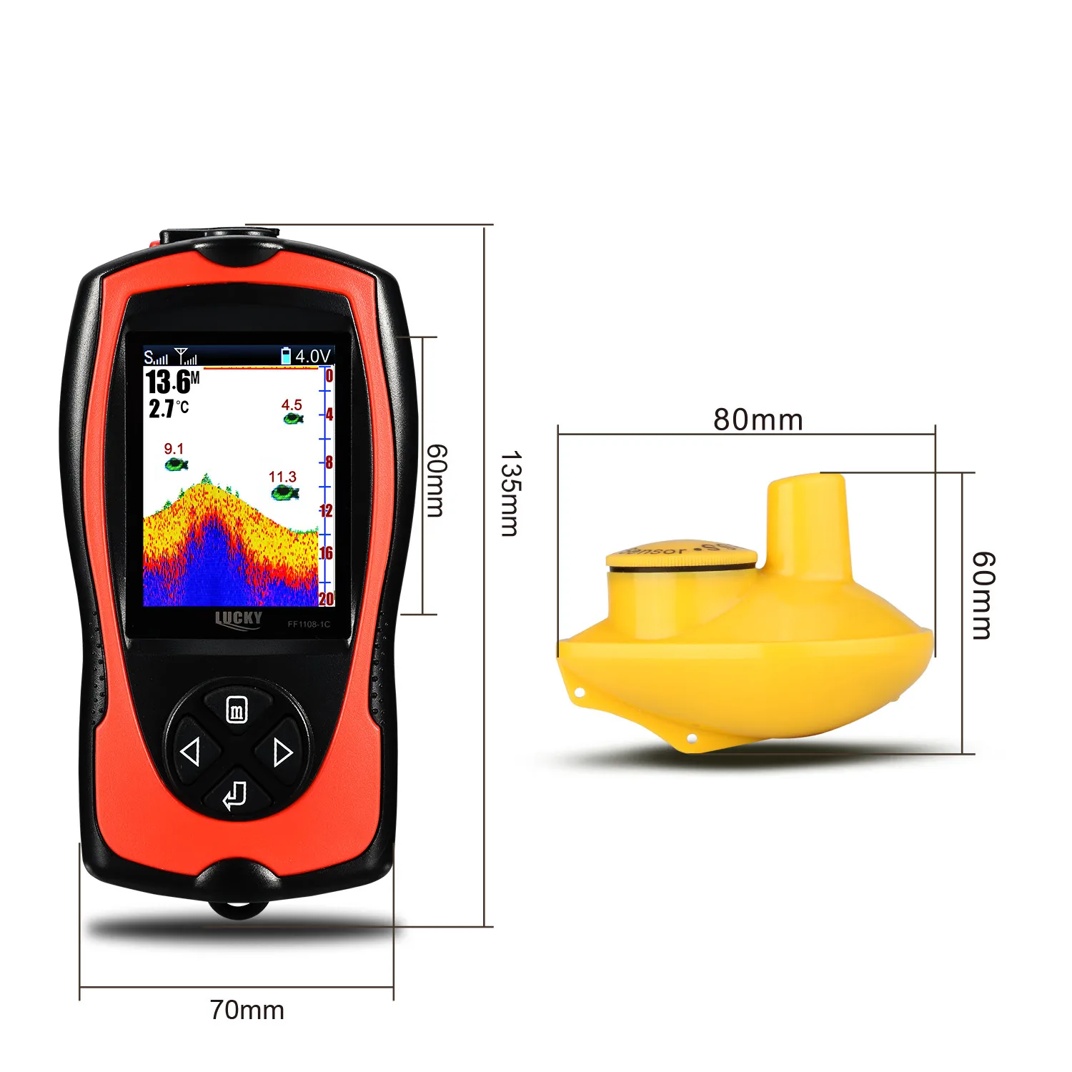 Menu sem Fio Profundidade de Água Menu Russo! Lucky Ff1108-1cwla Inglês Russo Sonar Cor Fishfinder 147ft - 45m Ff1108-1cw & 13 High Quality Esporte e Lazer