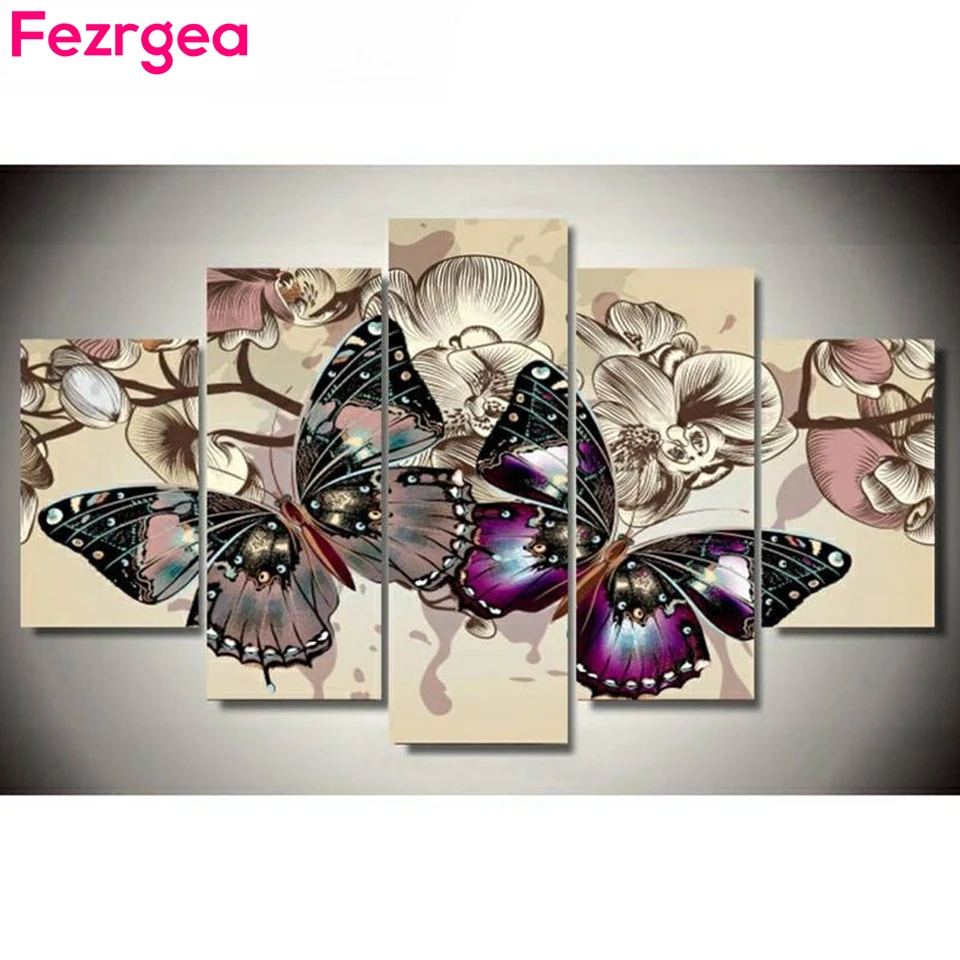 

5D DIY Diamond Painting butterfly Multi-picture Combination Mosaic Full Drill Round Diamond Painting kit Sticker Home Decor