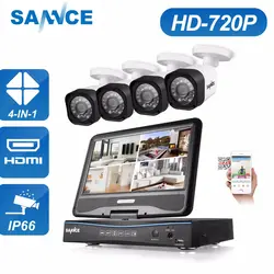 SANNCE 4CH 720 P CCTV Системы 1080N видеорегистратор Встроенный 10,1 "ЖК-дисплей монитор с 4 шт 720 P 1,0 МП 1200tvl открытый камер видеонаблюдения