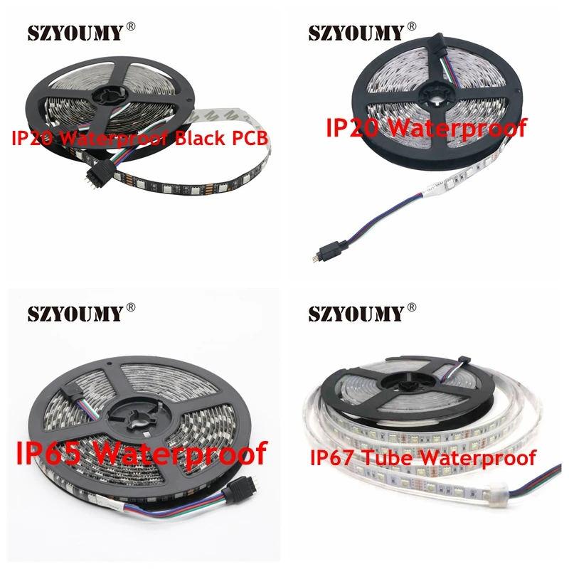 SZYOUMY 50 м Светодиодная лента 5050 DC12V Гибкая лампа 5 м/лот IP20 неводонепроницаемая/IP65