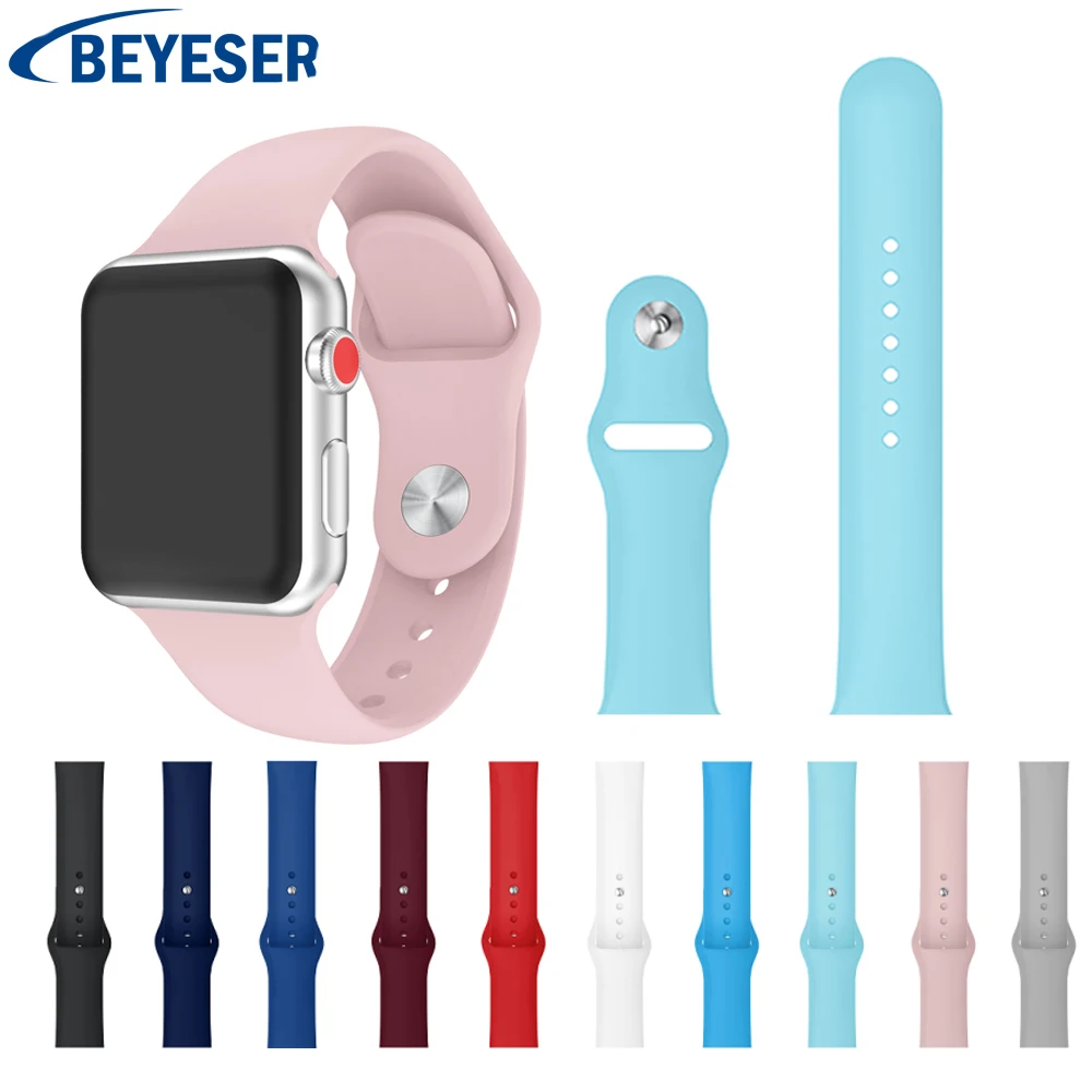 

Sport Silicone Watchband Strap for Apple watch series 1 2 3 4 Strap Bracelet For Iwatch 40/44MM 38/42MM Replacement Wrist Bands
