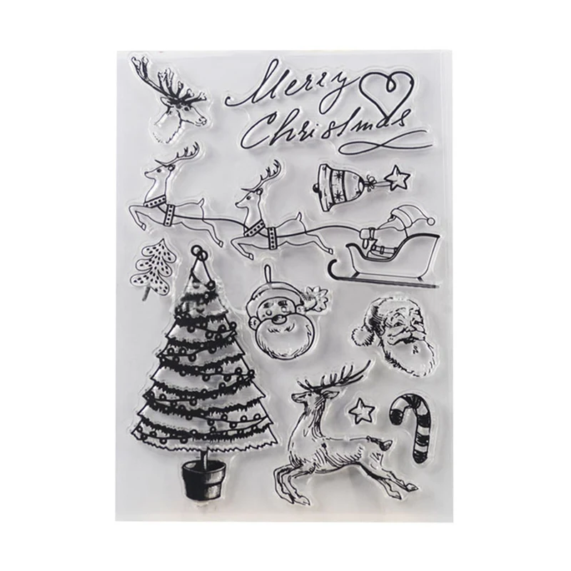 Рождественские прозрачные силиконовые прозрачные штампы для скрапбукинга DIY изготовление бумажных карточек декоративный лист со штампом ремесло подарки Санта