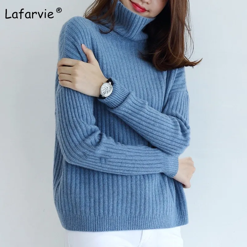 Lafarvie 2018Autumn Winter Women Sweaters And Pullover Turtleneck Loose Thick Knitting Cashmere Sweater Female Warm High Quality Lafarvie 2018Autumn Winter Women Sweaters And Pullover Turtleneck Loose Thick Knitting Cashmere Sweater Female Warm High Quality