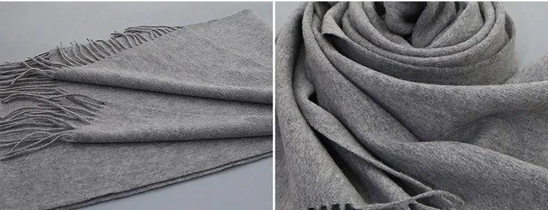 Чистый шерстяной шарф для женщин Зимний шарф роскошный бренд зимний шерстяной шарф женские шерстяные теплые шали и обертывания с кисточкой