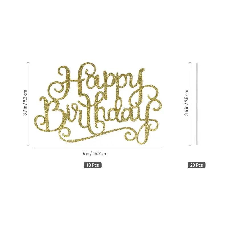 10 шт. блестящая бумага счастливое украшение для именинного торта вечерние принадлежности для украшения дня рождения A3