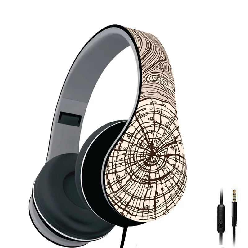 Folding Headphones with Mic Travelling Leisure Wired Retro Headset with