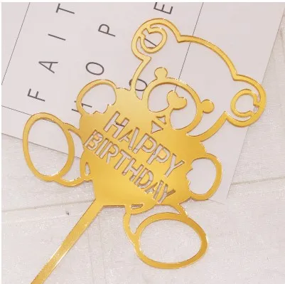 33 Designs Happy Birthday Cake Topper Acrylic Cake Toppers Star Cupcake Toppers Baby Shower Party Supplies Cake Decorating - Цвет: GOLD8