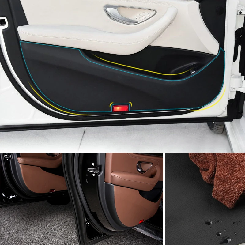 

4pcs Car Interior microfiber leather Door Anti Kick Pad Protective Mat Sticker For Mercedes Benz E class E200L E300L 2016 2017
