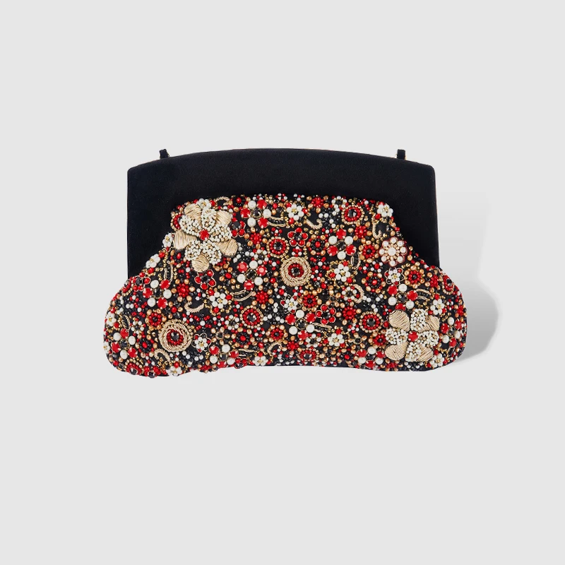 

LOCAL FOCAL Stylish black floral clutch bag