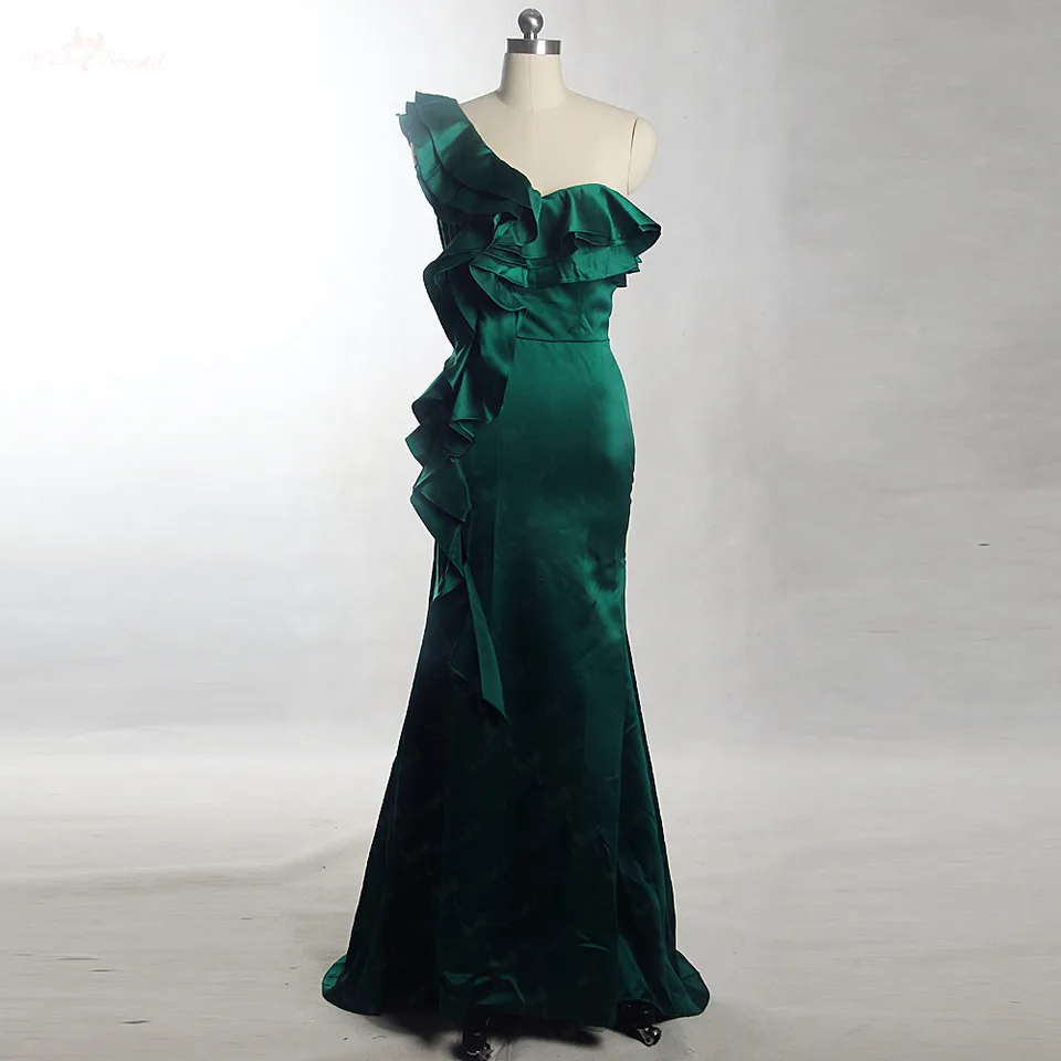 emerald green ruffle dress