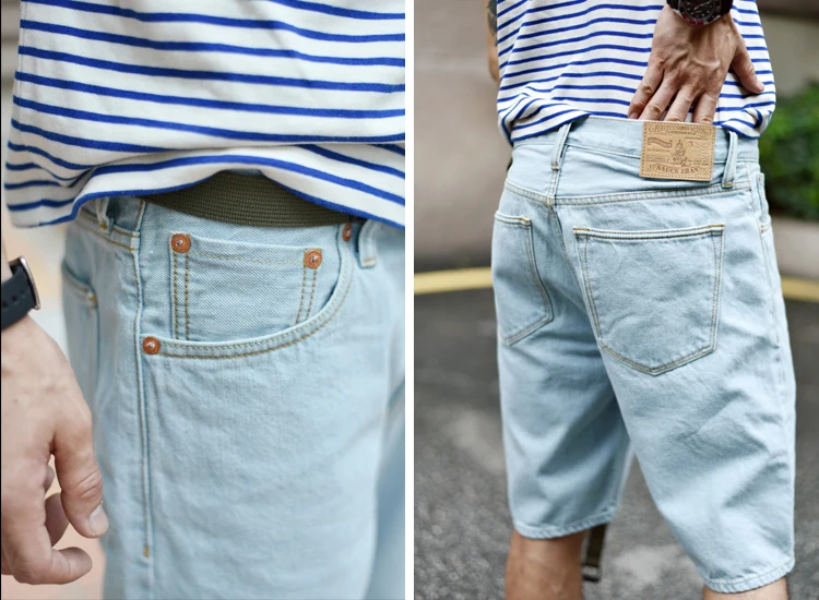 SauceZhan джинсовые шорты, оригинальные мужские джинсы, джинсы с каймой, сырые джинсовые джинсы, летние повседневные мужские шорты