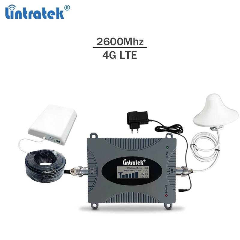 Lintratek إشارة الداعم 4G lte 2600 Mhz الفرقة 7 مكرر 4G 65 ديسيبل الهاتف المحمول مكبر للصوت 2600 Mhz مع شاشة الكريستال السائل كامل كيت #7.5