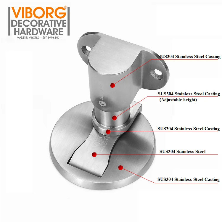 Door Stopper Magnetic Door Stopper VIBORG Deluxe SUS304 Stainless Steel Casting Adjustable Floor-mounted Magnetic Magnet Door Stopper RS-40F