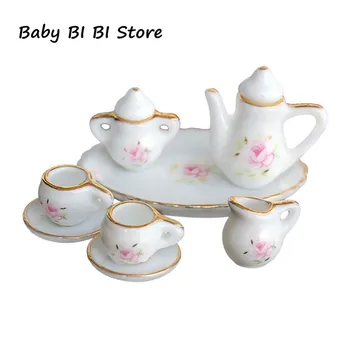 

1:12 Exquisite Ceramic Coffee Wine Tea Pot Tableware Set For Miniature Doll House Ornament Decoration Accessories Handmade