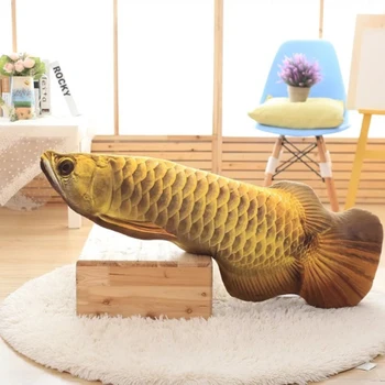 

3D Simulation Gold Arowana Toy Kelisa Yellow Croker Lifelike Fish Plush animal Toy Kids Birthday Gift Toy For Children on sale