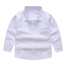 Новое поступление, одежда с длинными рукавами для мальчиков-подростков белые рубашки для мальчиков на свадьбу рубашка с отложным воротником для мальчиков детские топы, От 6 до 12 лет