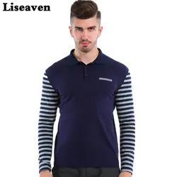 Liseaven модные Для мужчин с длинным рукавом Мужские Поло рубашка Slim Fit рубашки для Мужская одежда Топы и футболки для женщин Мужские поло Для