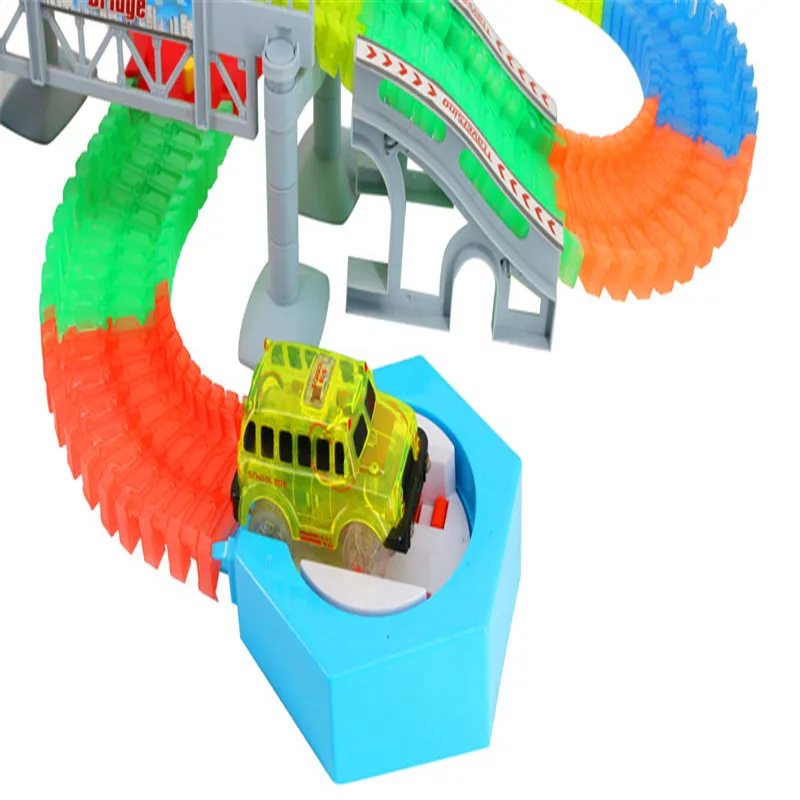 Волшебный светящийся гоночный трек DIY универсальные аксессуары рампа поворотный дорожный мост перекресток игрушечный автомобильный трек гоночные треки детские подарки