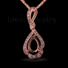 Новая Груша 5x7 мм 18 К розовое золото алмаз полу крепление Свадебный кулон WU257