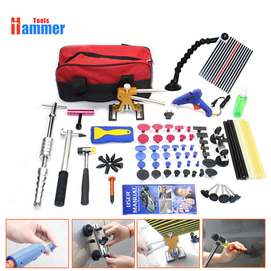 Paintless Dent Removal Puller Lifter Line Board Hammer PDR Car Repair Tools Kit 