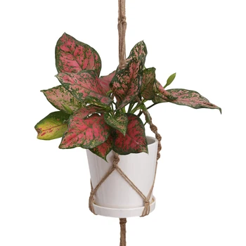 

Mayitr 125cm Plant Hanger Dark Jute Double Macrame Plant Hanger 2 Tiers Plant Pot Knotted Lifting Rope Hanging Holder For Garden