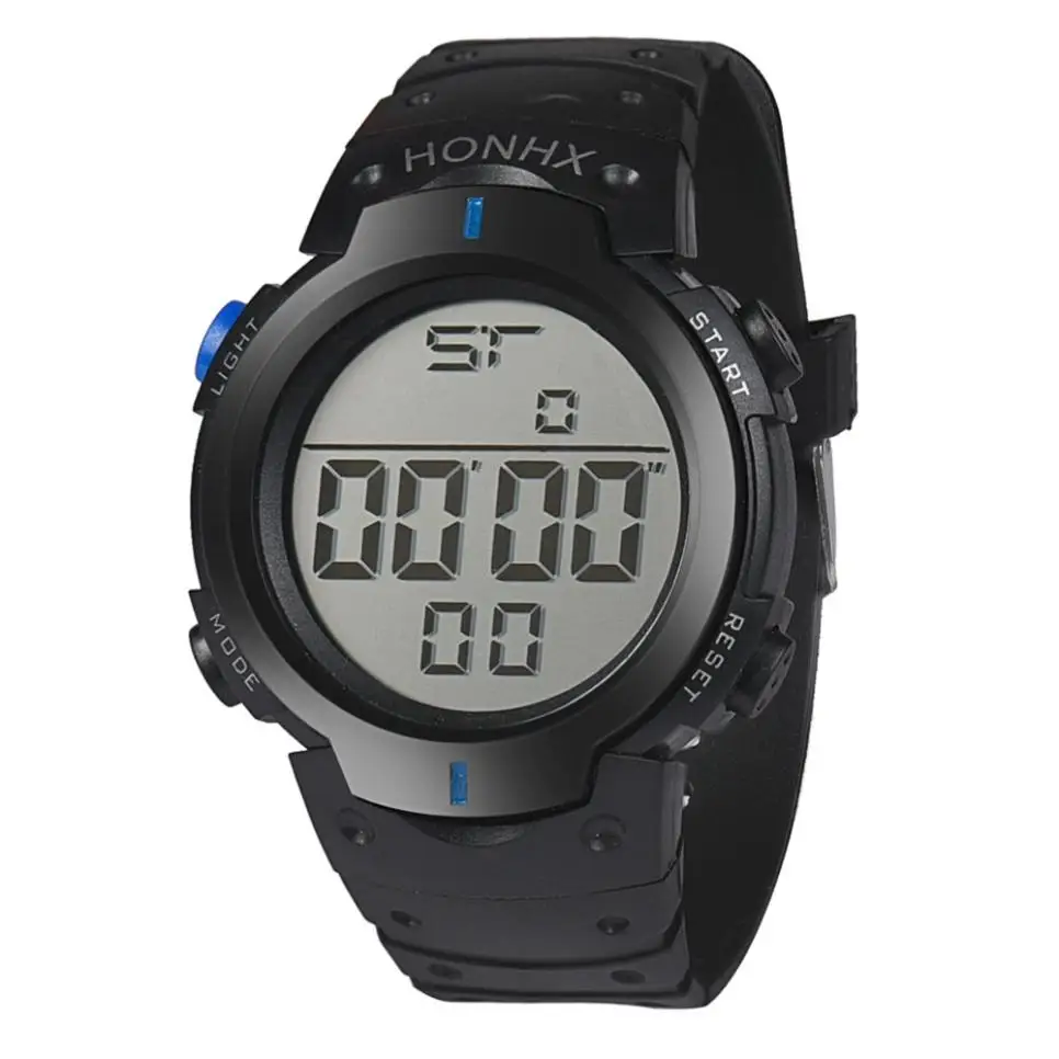 Waterproof Men's Boy LCD Digital Stopwatch Date Rubber Sport Wrist Watch Digital Swim Watch