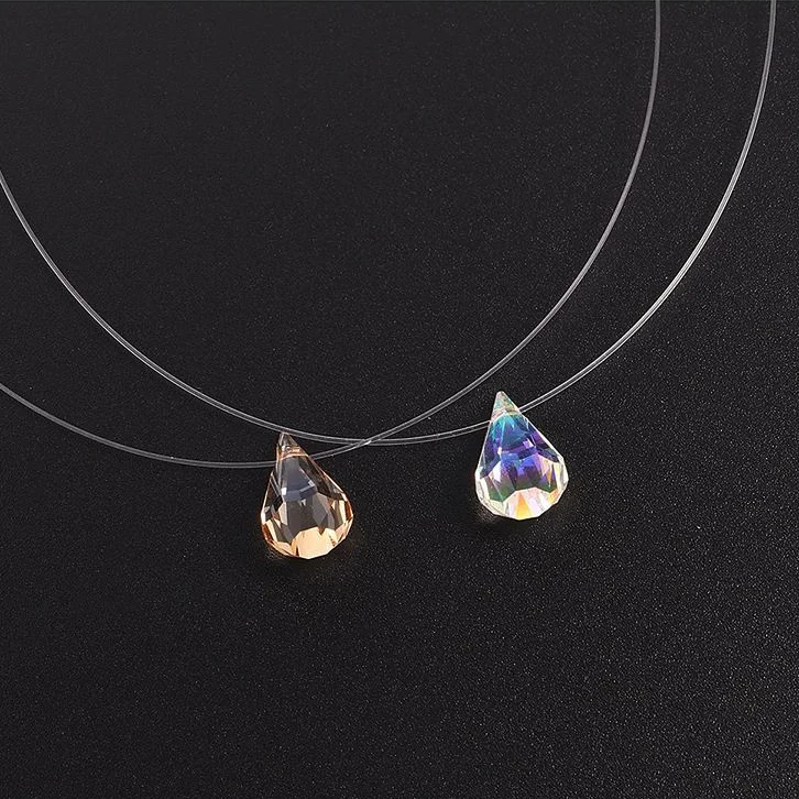 

Transparent Fishing Line Necklace Invisible Chain Necklace Women Crystals from Swarovski Choker Necklace Collier Femme