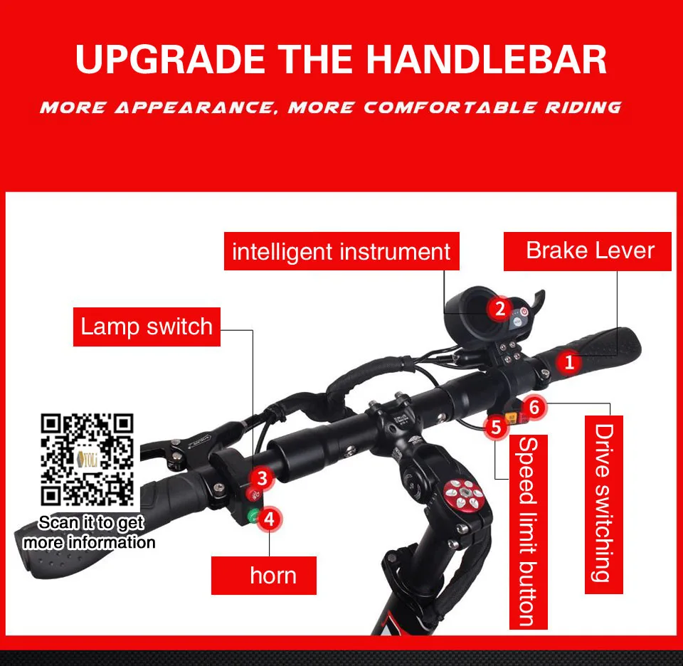 Sale 10 inch frame Off Road Electric Scooter 48v 26A battery 1000W motor mini e bike folding electric bike 4